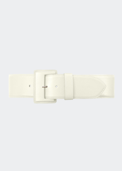 Shop Vaincourt Paris La Merveilleuse Large Pebbled Leather Belt With Covered Buckle In White