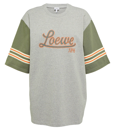 Shop Loewe Printed Cotton Jersey T-shirt In Grey Melange/old Military