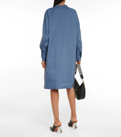 Shop Loewe Linen-blend Shirt Dress In Atlantic Blue