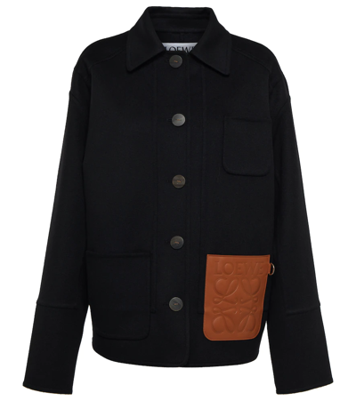 Shop Loewe Anagram Wool And Cashmere Jacket In Black