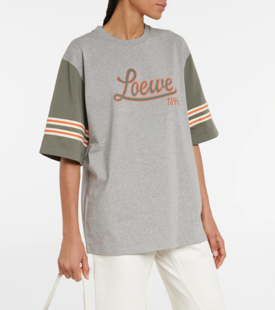 Shop Loewe Printed Cotton Jersey T-shirt In Grey Melange/old Military