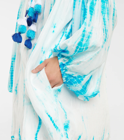 Shop Anna Kosturova Tie-dye Silk Minidress In Aq/ Wht