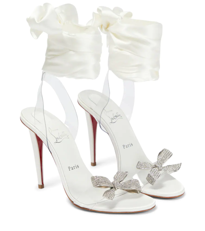 Shop Christian Louboutin Astrinodo Embellished Pvc Sandals In Ivory/lin White