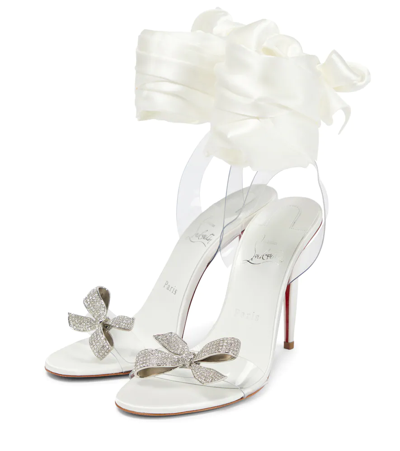 Shop Christian Louboutin Astrinodo Embellished Pvc Sandals In Ivory/lin White