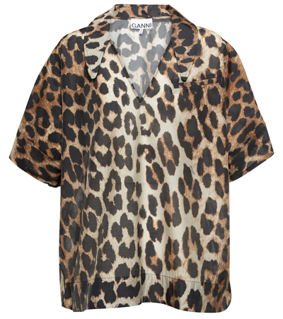 Shop Ganni Leopard-print Top In Maxi Leopard