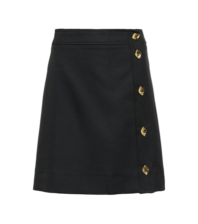Shop Ganni Asymmetric A-line Miniskirt In Black