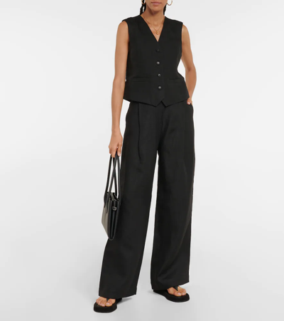 Shop Co Essentials Linen Pants In Black