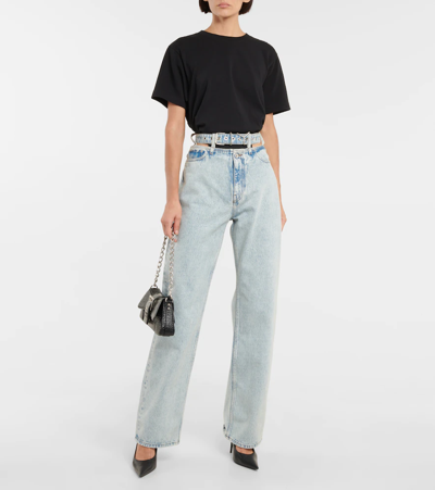 Y BELT阔腿牛仔裤