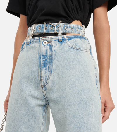 Shop Y/project Y Belt Wide-leg Jeans In Ice Blue