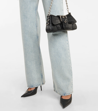 Y BELT阔腿牛仔裤