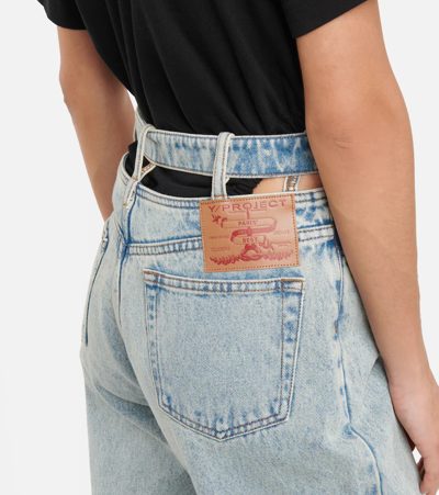 Y BELT阔腿牛仔裤