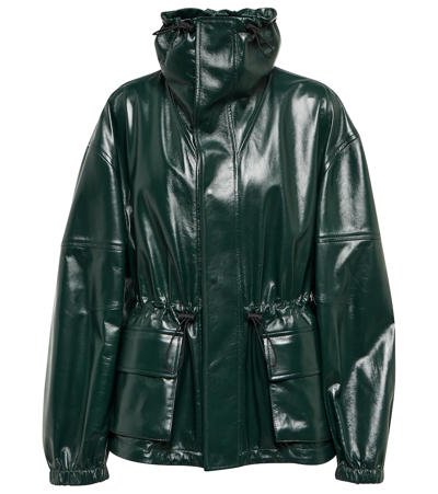 Shop Bottega Veneta Hooded Leather Jacket In Inkwell