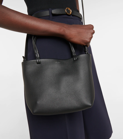 The Row Park Small Leather Tote Bag In Black Pld