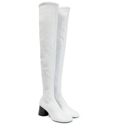 Shop Khaite Admiral Leather Over-the-knee Boots In Warm White