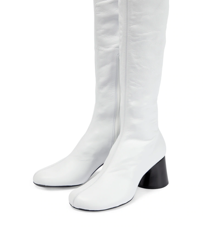 Shop Khaite Admiral Leather Over-the-knee Boots In Warm White