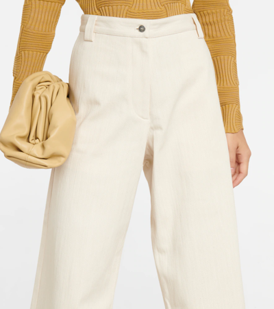 Shop Moncler Genius High-rise Wide-leg Gabardine Pants In White