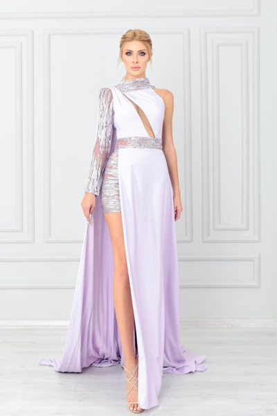 Shop Jean Fares Couture Long Sleeve Column Gown
