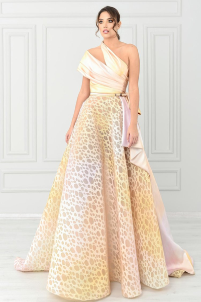 Shop Jean Fares Couture One Shoulder A-line Gown