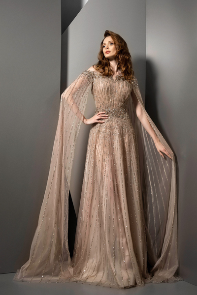 Shop Ziad Nakad Off The Shoulder Embellished A-line Gown
