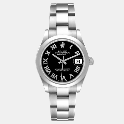 Pre-owned Rolex Black Stainless Steel Datejust 278240 Women's Wristwatch 31 Mm