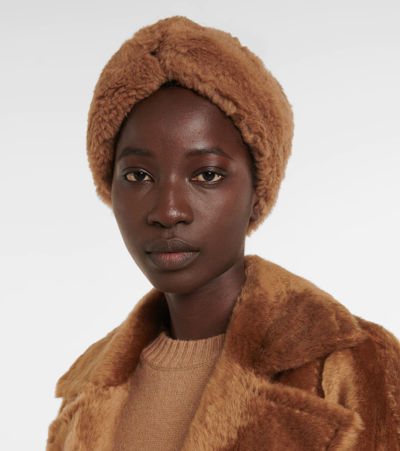 Max Mara Ovid Camel Hair And Silk Teddy Headband In Camello