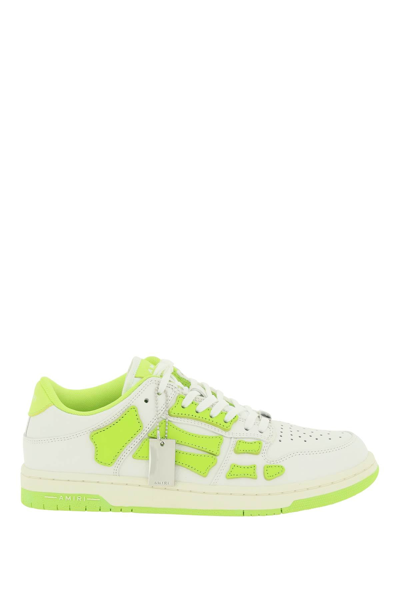 Amiri Skel Panelled Leather Low-top Trainers In White Lime | ModeSens
