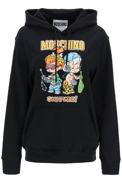 Shop Moschino 'the Flintstones' Hoodie In Black