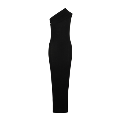 Shop Rick Owens Ribbed One Shoulder Dress In Black