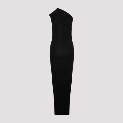 Shop Rick Owens Ribbed One Shoulder Dress In Black