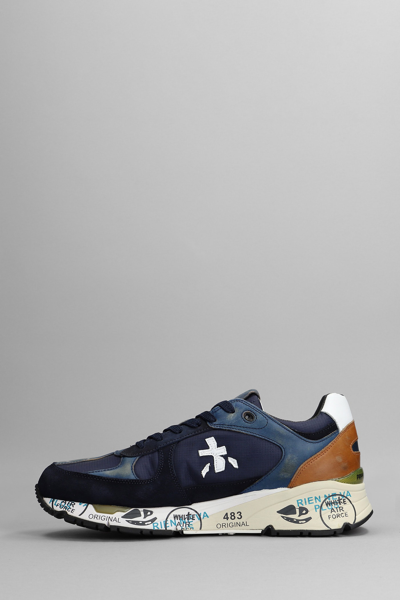 Shop Premiata Mase Sneakers In Blue Suede And Fabric