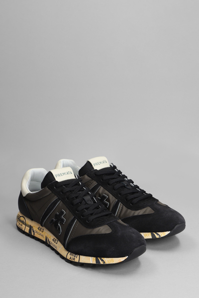 Shop Premiata Lucy Sneakers In Black Suede And Fabric