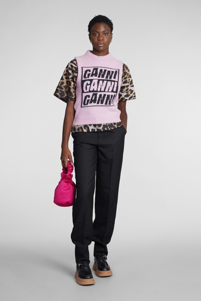 Shop Ganni Knitwear In Rose-pink Wool