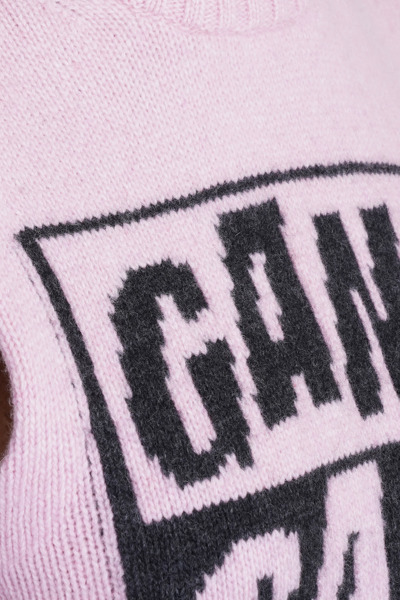 Shop Ganni Knitwear In Rose-pink Wool