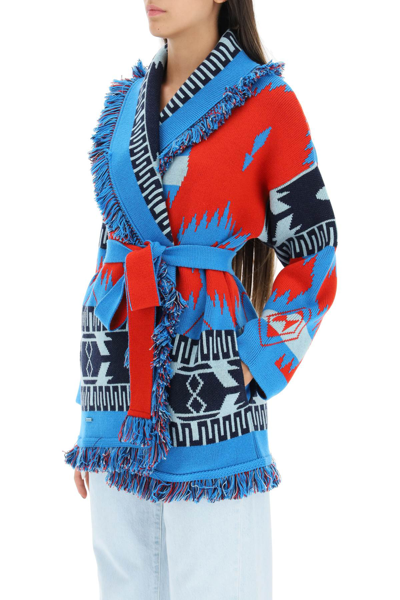 Shop Alanui Icon Cardigan In Jacquard Cashmere In Multicolor