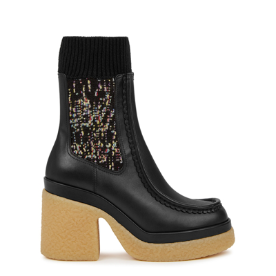 Shop Chloé Jamie 90 Leather Ankle Boots In Black