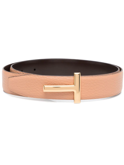 Shop Tom Ford T Logo-buckle Reversible Belt In Pink
