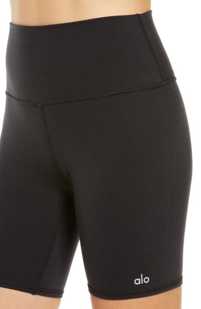 Shop Alo Yoga High Waist Biker Shorts In Black