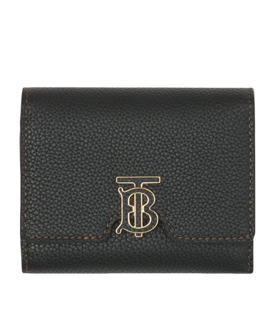 Shop Burberry Grained Leather Tb Monogram Folding Wallet In Black