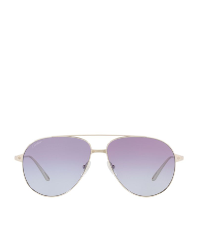 Shop Cartier Harrods Pilot Sunglasses In Silver