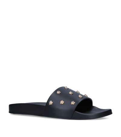 Shop Versace Medusa Stud Slides In Black