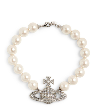 Shop Vivienne Westwood Crystal Neysa Necklace In Silver
