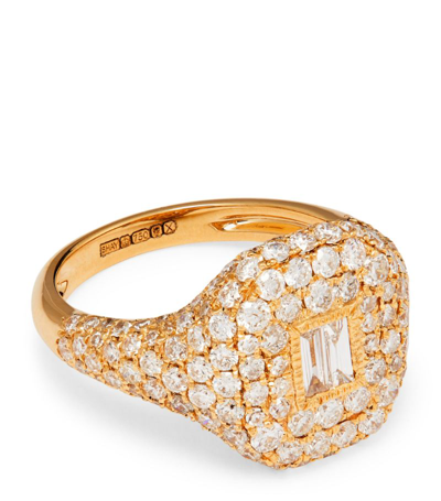 Shop Shay Yellow Gold And Diamond Pavé New Modern Pinky Ring