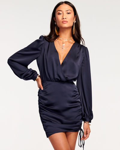 Shop Ramy Brook Foxy Ruched Mini Dress In Navy