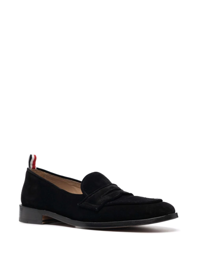Shop Thom Browne Varsity Penny-strap Loafers In Black