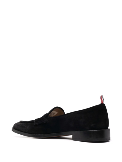 Shop Thom Browne Varsity Penny-strap Loafers In Black