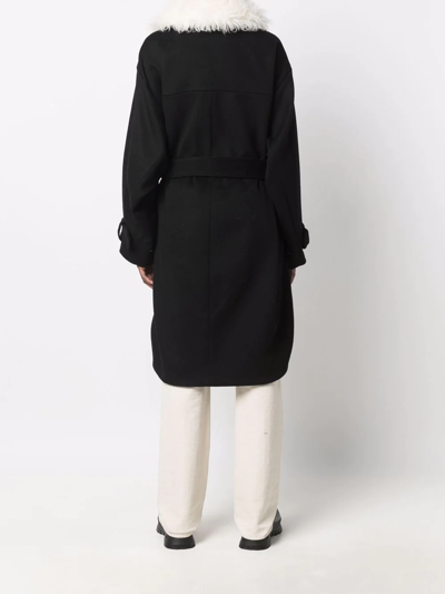 Shop Stella Mccartney Faux Fur Collar Coat In Black