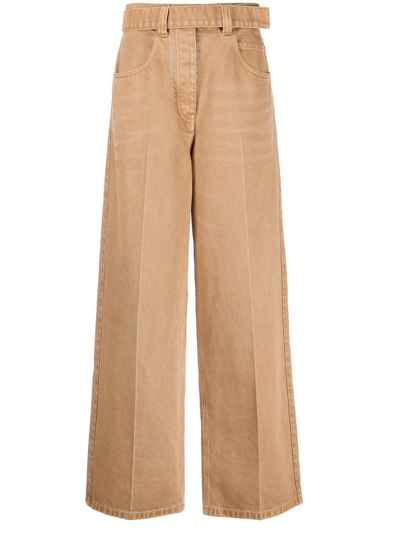 Shop Alexander Wang Belted Wide-leg Jeans In Brown