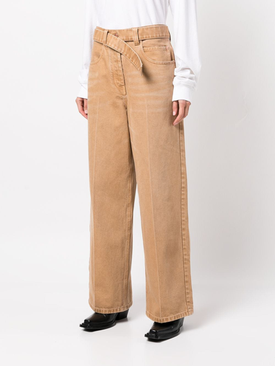 Shop Alexander Wang Belted Wide-leg Jeans In Brown
