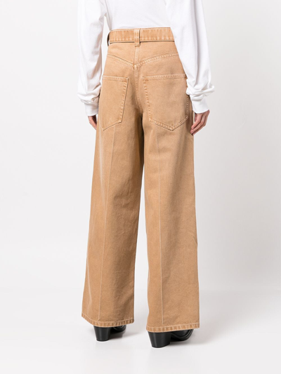 Shop Alexander Wang Belted Wide-leg Jeans In Brown