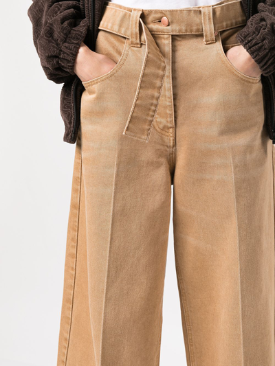 Shop Alexander Wang Belted Wide-leg Jeans In Brown